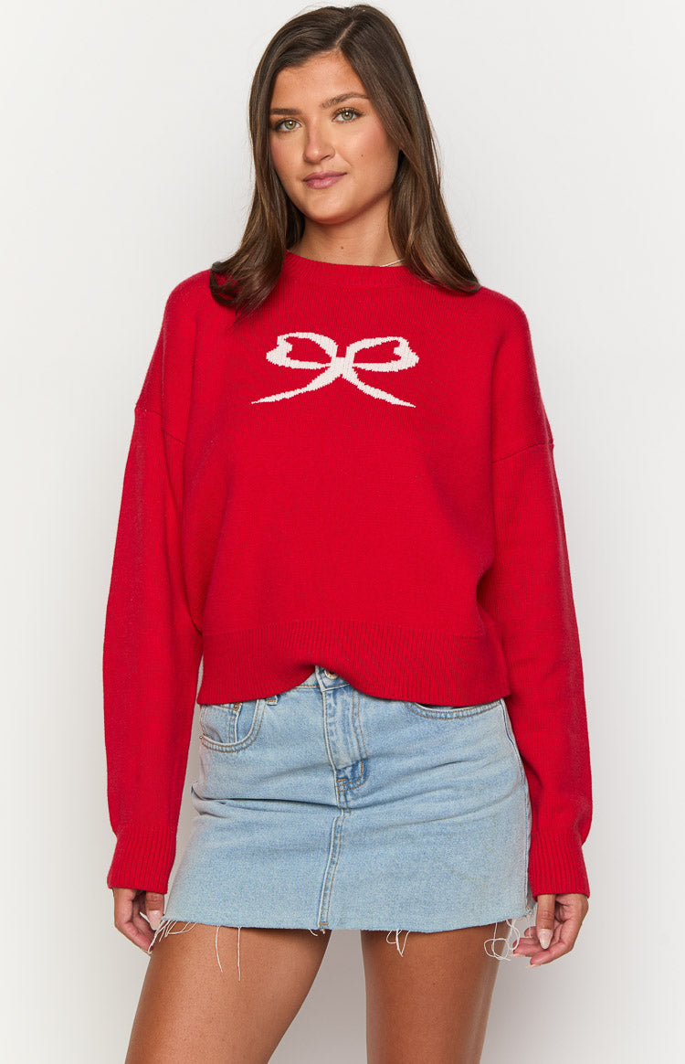 Zami Red Bow Sweater Image