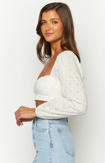 Zaria White Long Sleeve Crop Top Image