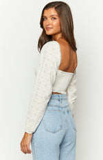 Zaria White Long Sleeve Crop Top Image