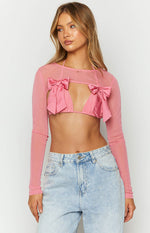 Zayden Pink Mesh Bow Top And Bolero Image