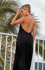 Ziggy Black Halter Neck Maxi Dress Image