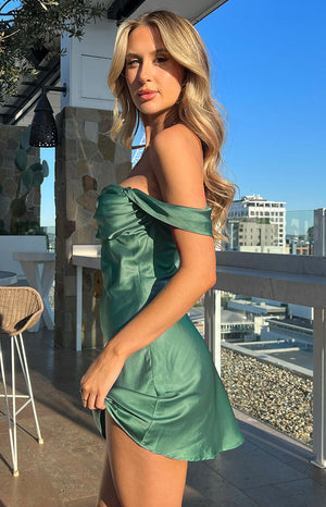 Zoella Green Off The Shoulder Mini Dress