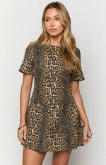 Amee Leopard Print Denim Mini Dress Image