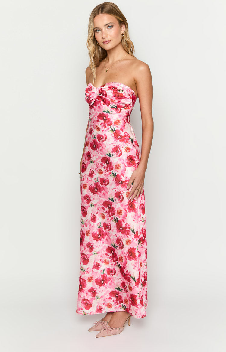 Ashley Pink Floral Formal Maxi Dress Image