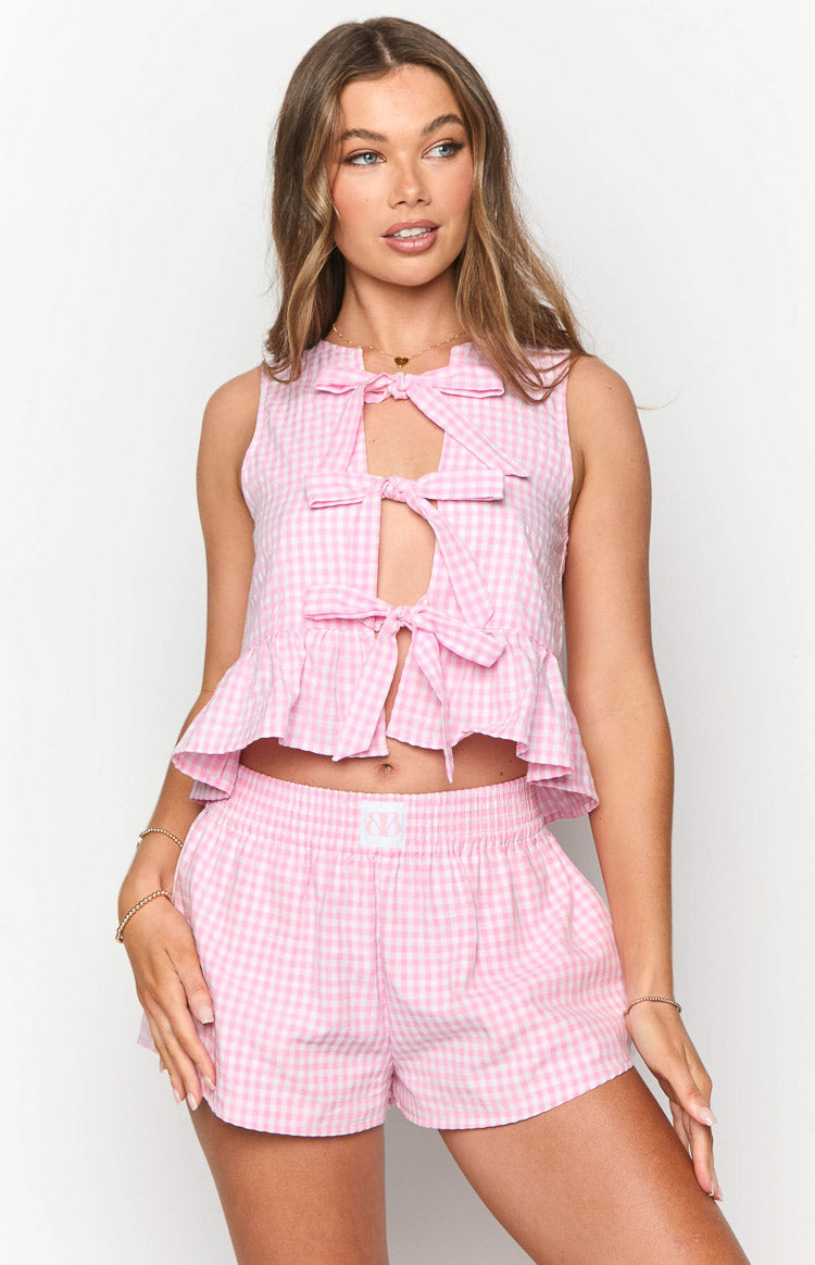 Baxter Pink Gingham Top Image