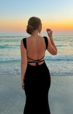 Beverley Black Mesh Maxi Dress Image