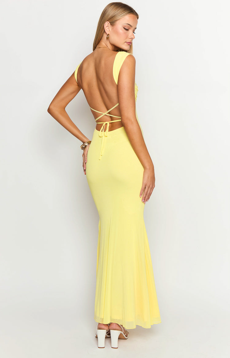 Beverley Yellow Mesh Maxi Dress Image