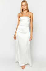 Blaise White Satin Maxi Dress Image