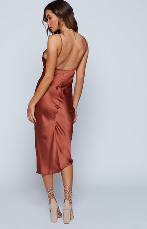 Schiffer Slip Midi Dress Rust