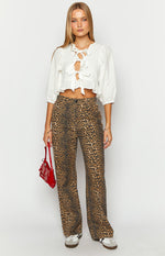 Brunet Leopard Print Straight Leg Jeans Image