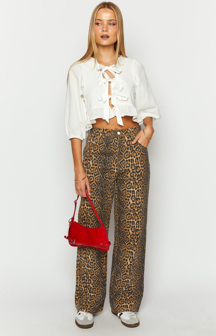 Brunet Leopard Print Straight Leg Jeans Image