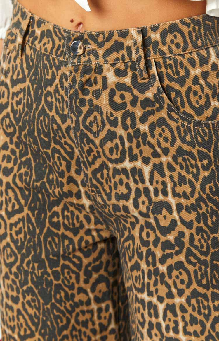 Brunet Leopard Print Straight Leg Jeans Image