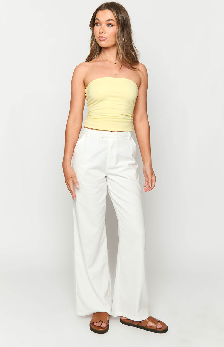 Cabo White Linen Blend Pants Image