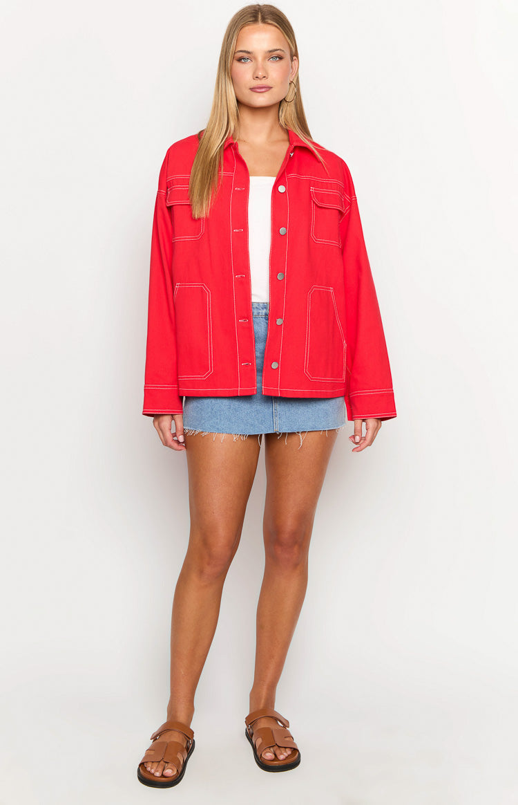 Callie Red Denim Jacket Image