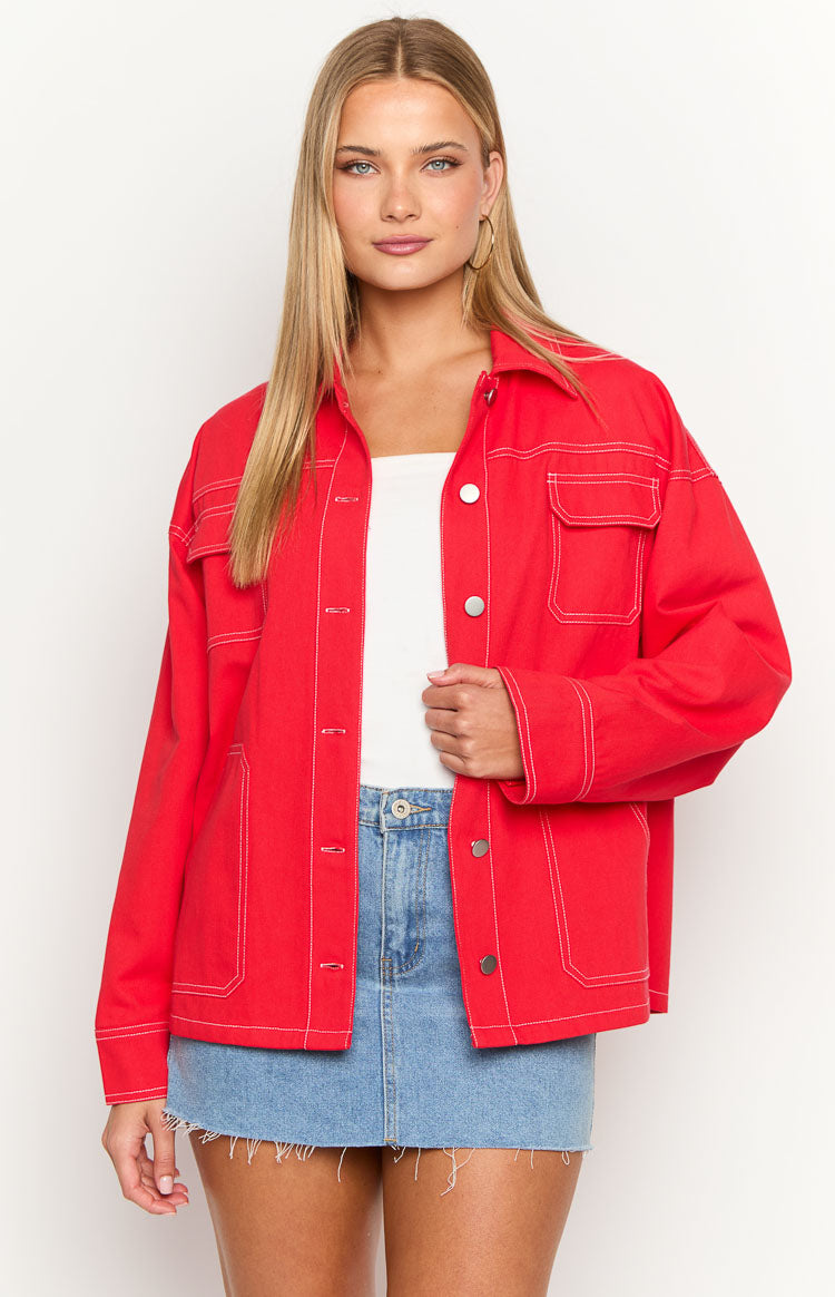 Callie Red Denim Jacket Image