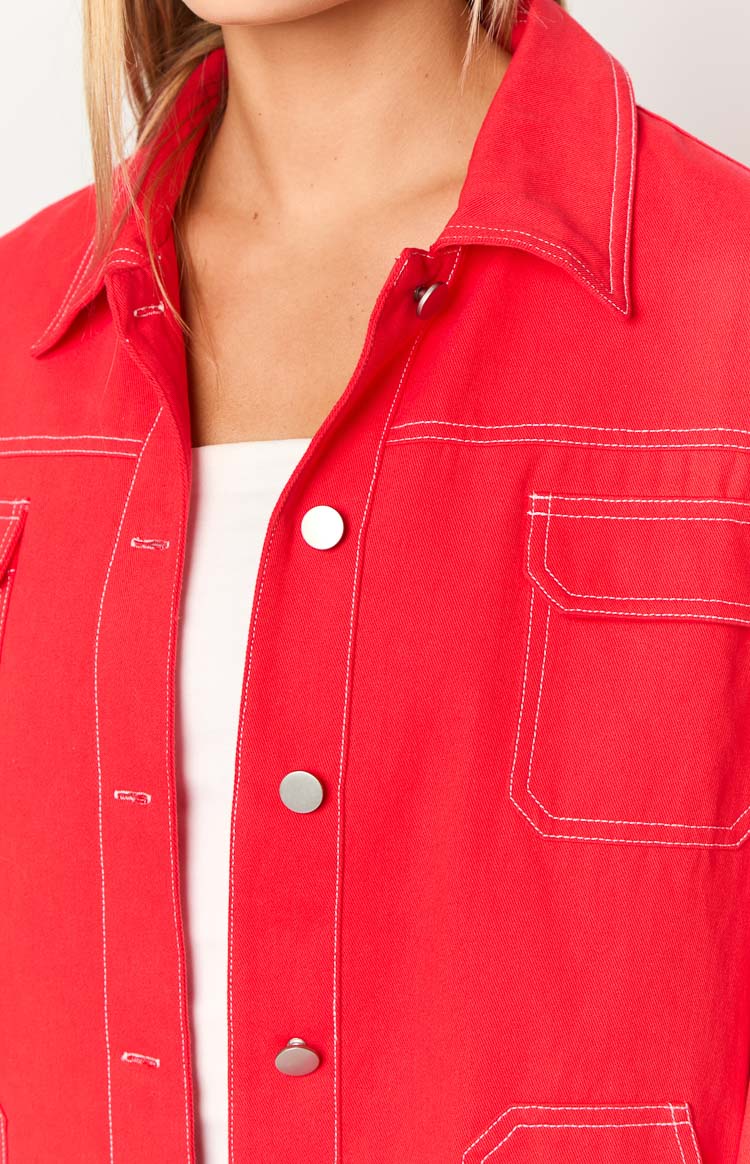 Callie Red Denim Jacket Image