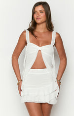 Caspian White Chiffon Mini Skirt Image