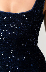 Charming Navy Sequin Mini Dress Image