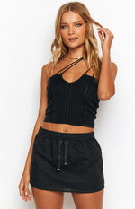 Chloe Black Knit Crop Top Image