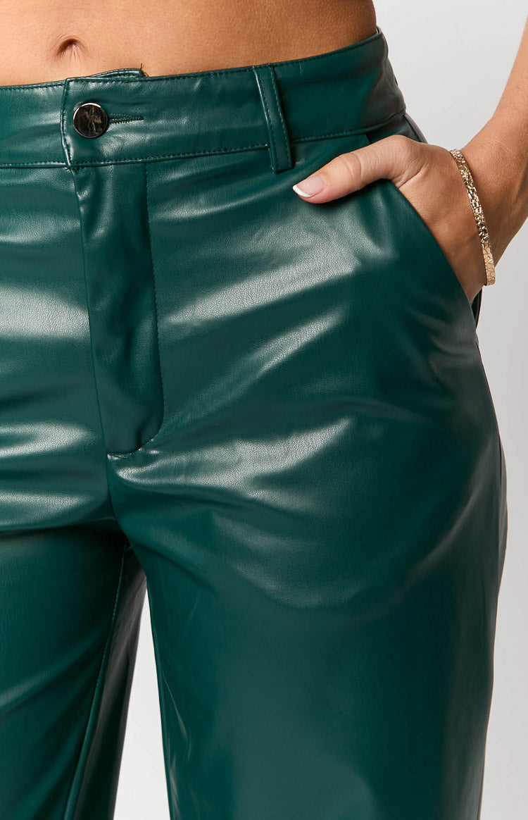 Cool Shade Forest Green PU Pants Image