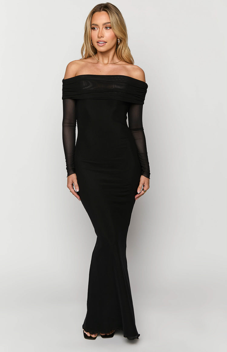 Coraline Black Long Sleeve Maxi Dress Image