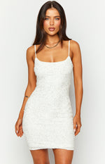 Dallas White Sequin Mini Dress Image