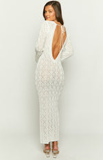 Drea White Backless Knit Maxi Dress Image