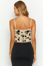 Dylan Black and Beige Mesh Top Image