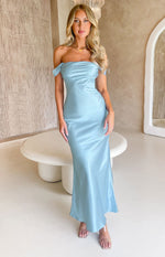 Ella Light Blue Off Shoulder Formal Dress Image