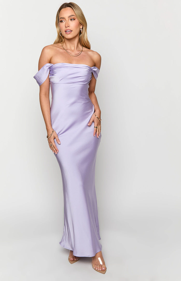 Ella Lilac Off Shoulder Maxi Formal Dress Image