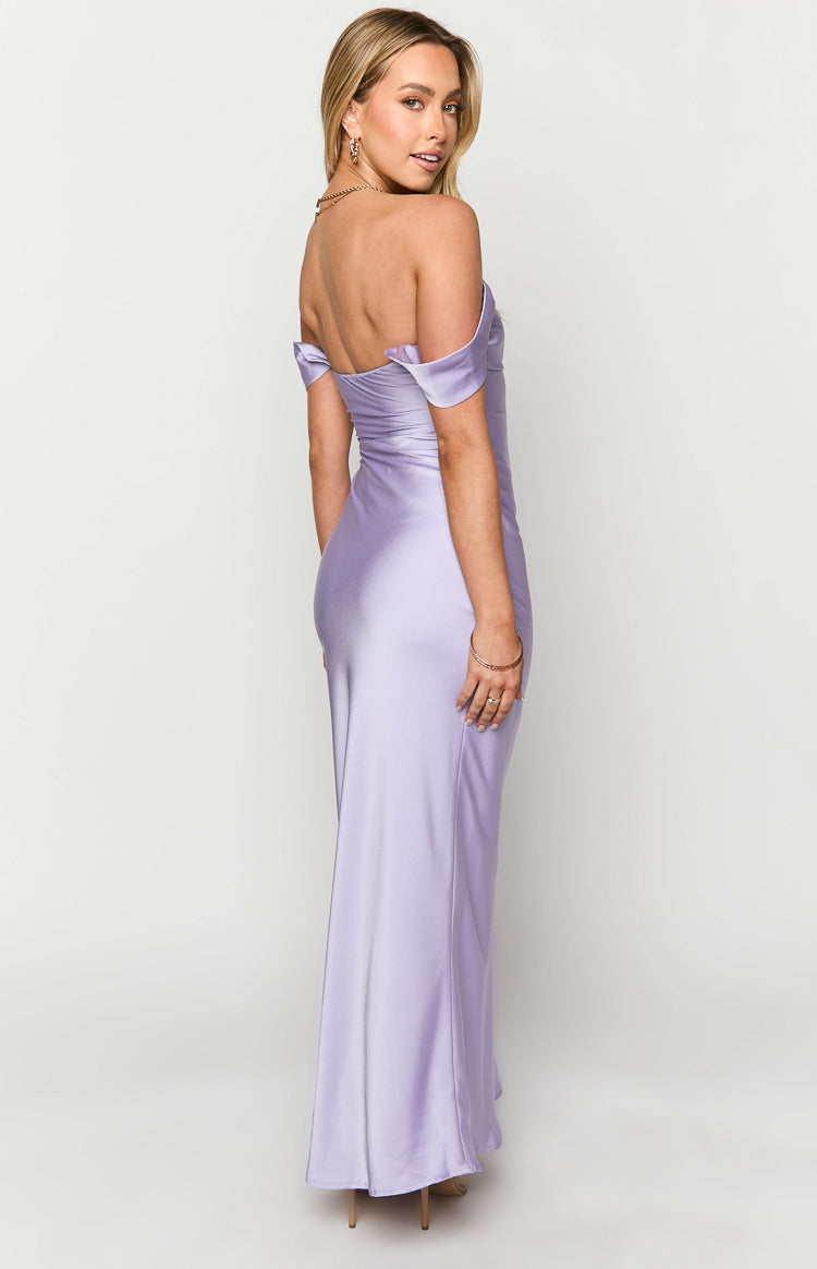 Ella Lilac Off Shoulder Maxi Formal Dress Image