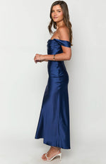 Ella Navy Off Shoulder Formal Maxi Dress Image