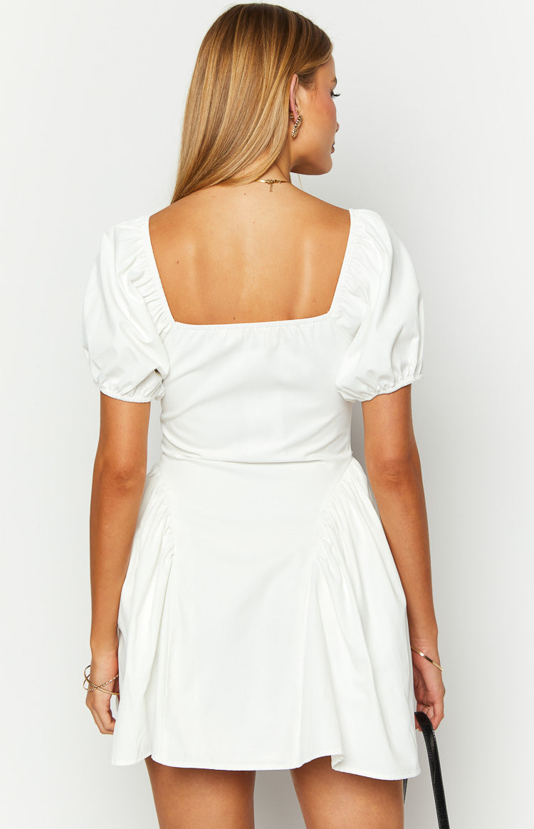 Emma White Puff Sleeve Mini Dress Image