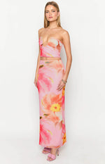 Esha Pink Floral Maxi Skirt Image