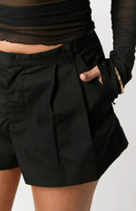 Flora Black Tailored Shorts Image