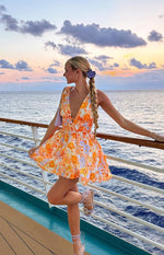 Genovia Orange Floral Mini Dress Image