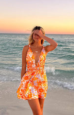 Genovia Orange Floral Mini Dress Image