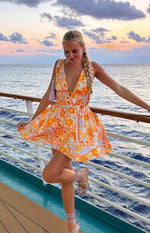 Genovia Orange Floral Mini Dress Image