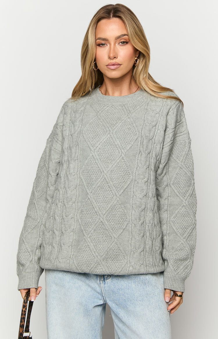 Hardy Grey Cable Knit Sweater Image