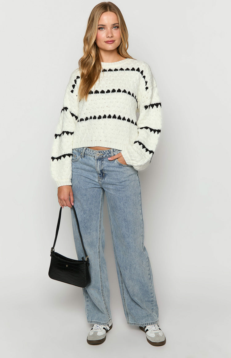 Holly White Heart Stripe Sweater Image