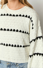 Holly White Heart Stripe Sweater Image