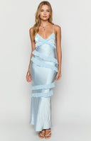 Inara Blue Ruffle Maxi Dress