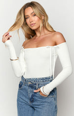 Intan White Off the Shoulder Bodysuit Image