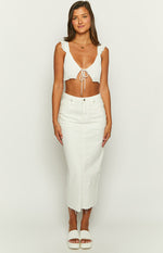 Isla White Denim Midi Skirt Image