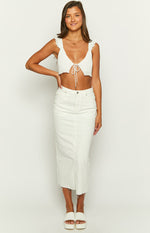 Isla White Denim Midi Skirt Image