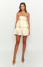 Jamie Cream Satin Strapless Mini Dress Image