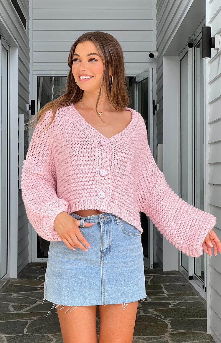 Jen Light Pink Knit Cardigan Image