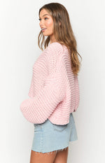 Jen Light Pink Knit Cardigan Image