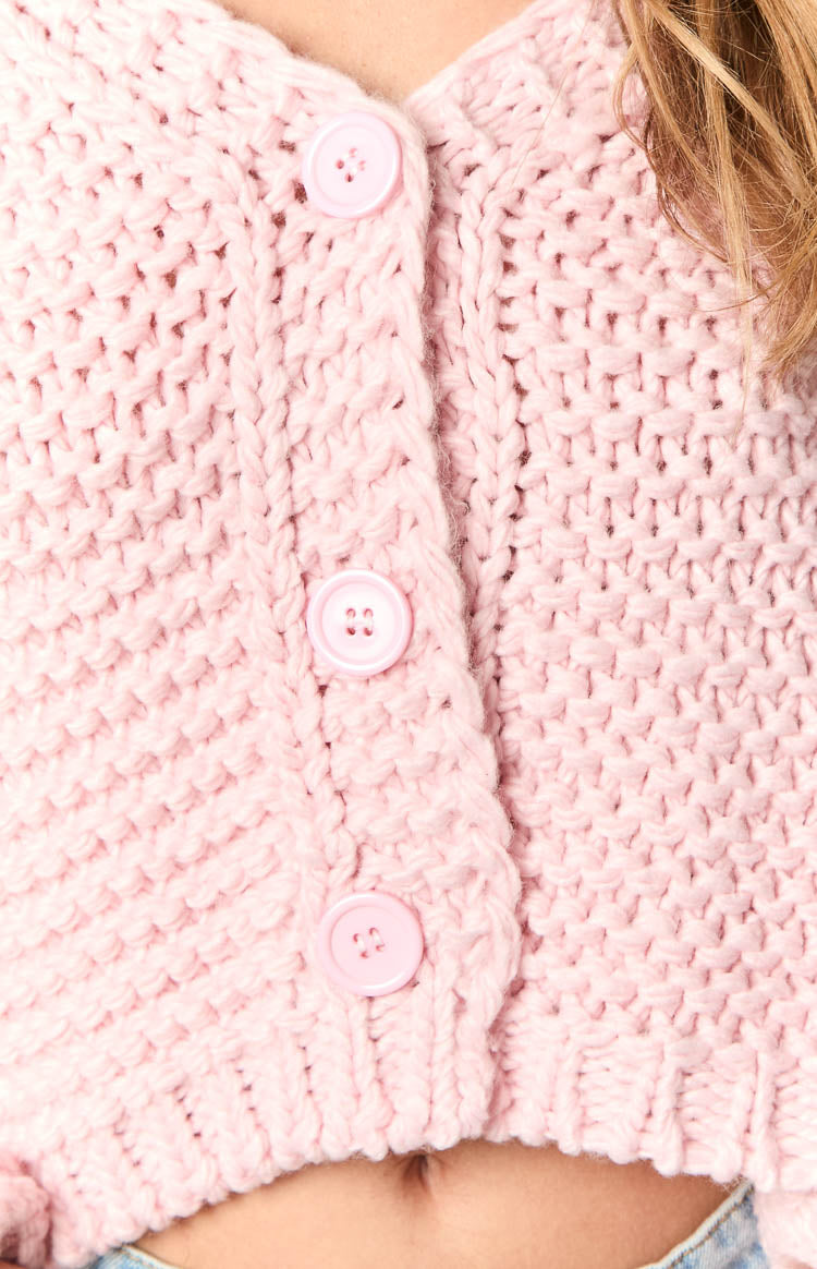 Jen Light Pink Knit Cardigan Image