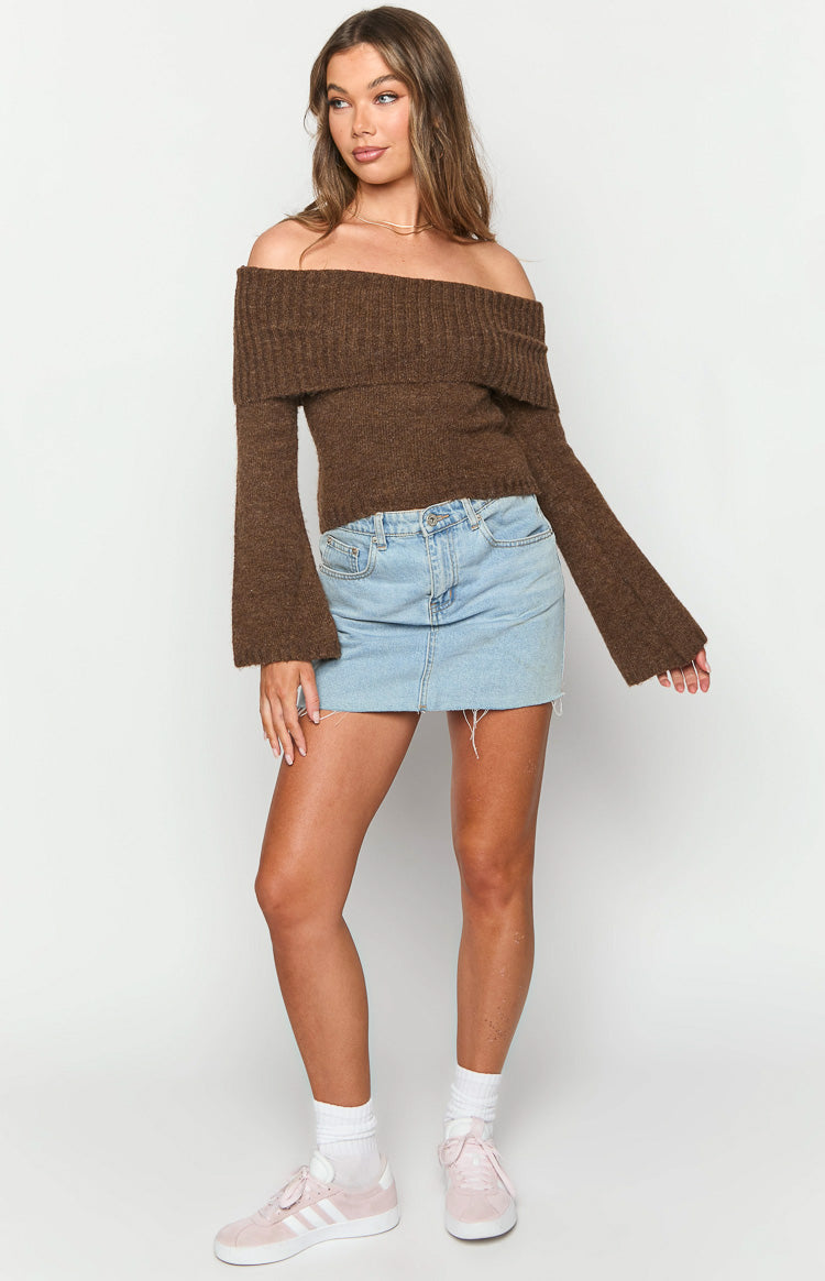 Joey Brown Off Shoulder Sweater Image